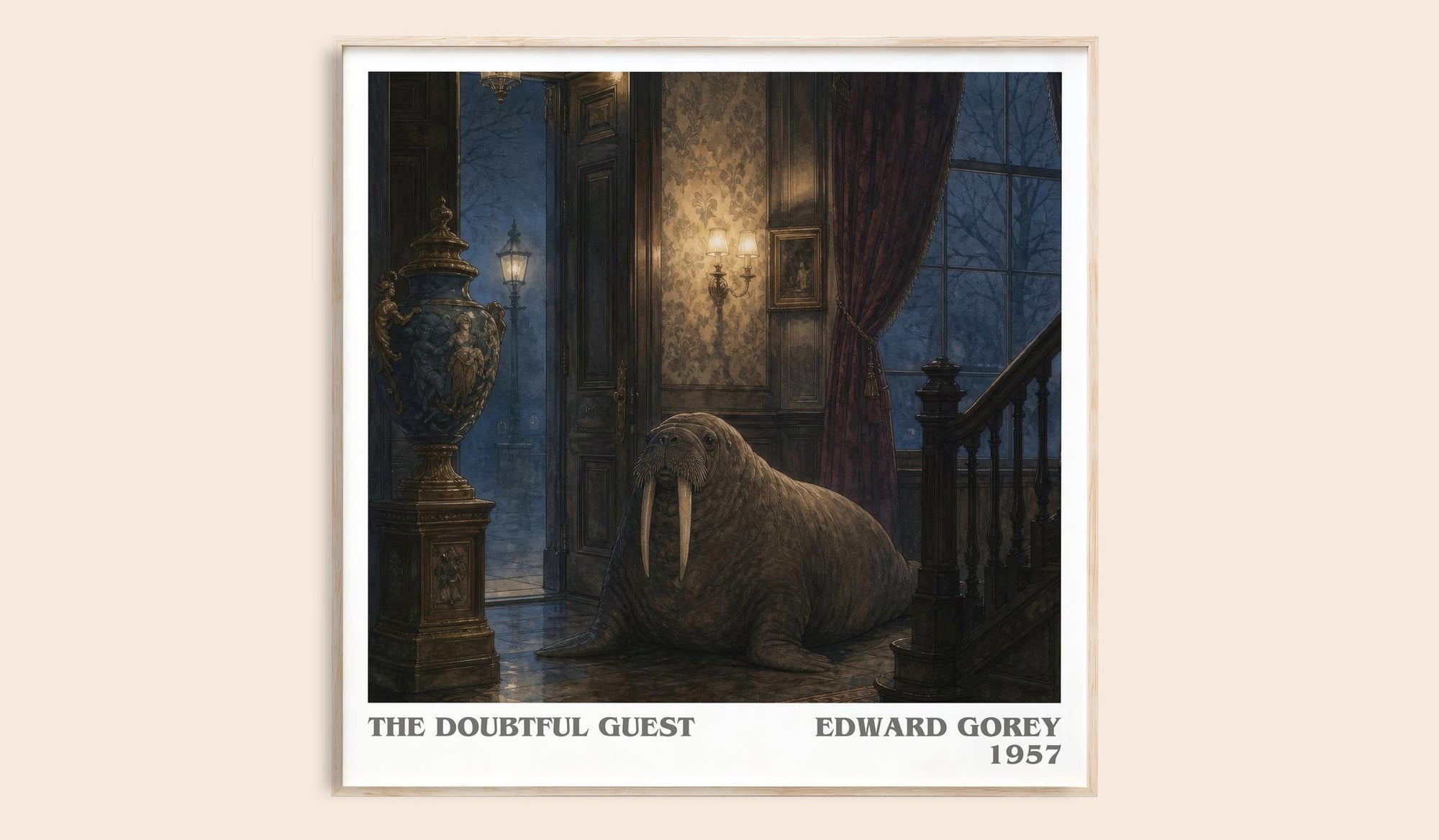The Doubtful Guest literary book poster by Edward Gorey – framed literary art print