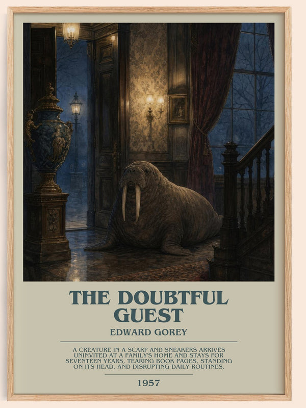 The Doubtful Guest bookish book poster by Edward Gorey – framed literary art print