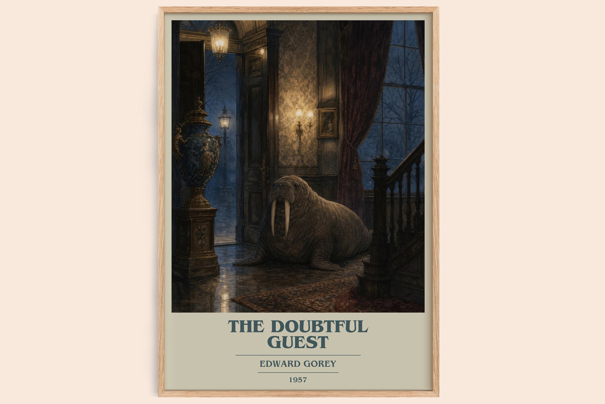 The Doubtful Guest book cover book poster by Edward Gorey – framed literary art print