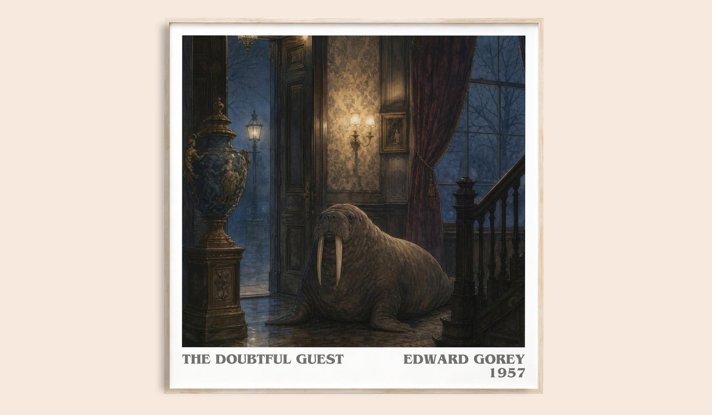 The Doubtful Guest literary book poster by Edward Gorey – framed literary art print