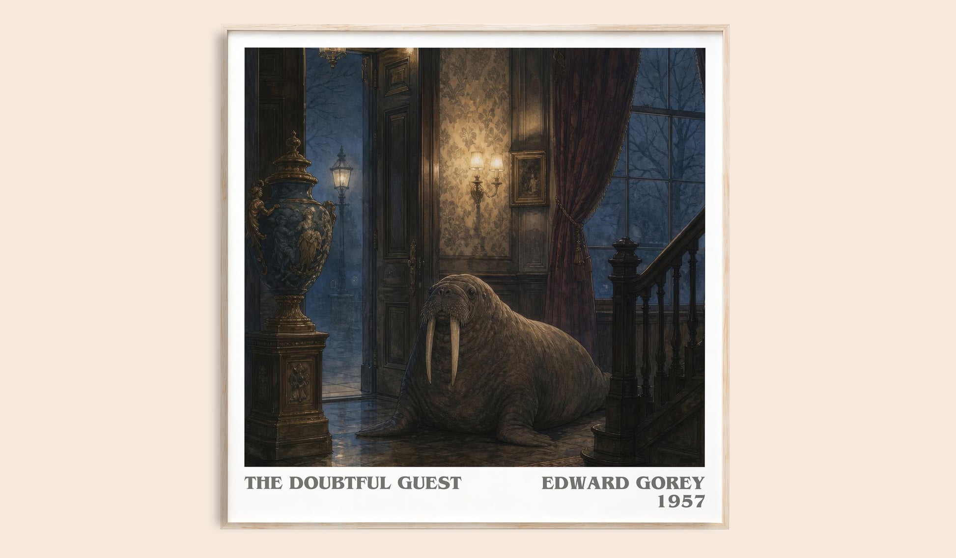The Doubtful Guest literary book poster by Edward Gorey – framed literary art print