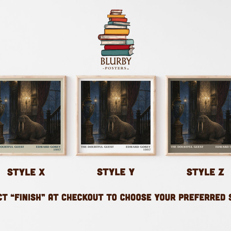 The Doubtful Guest literary print in frame leaning in hallway – childrens wall art