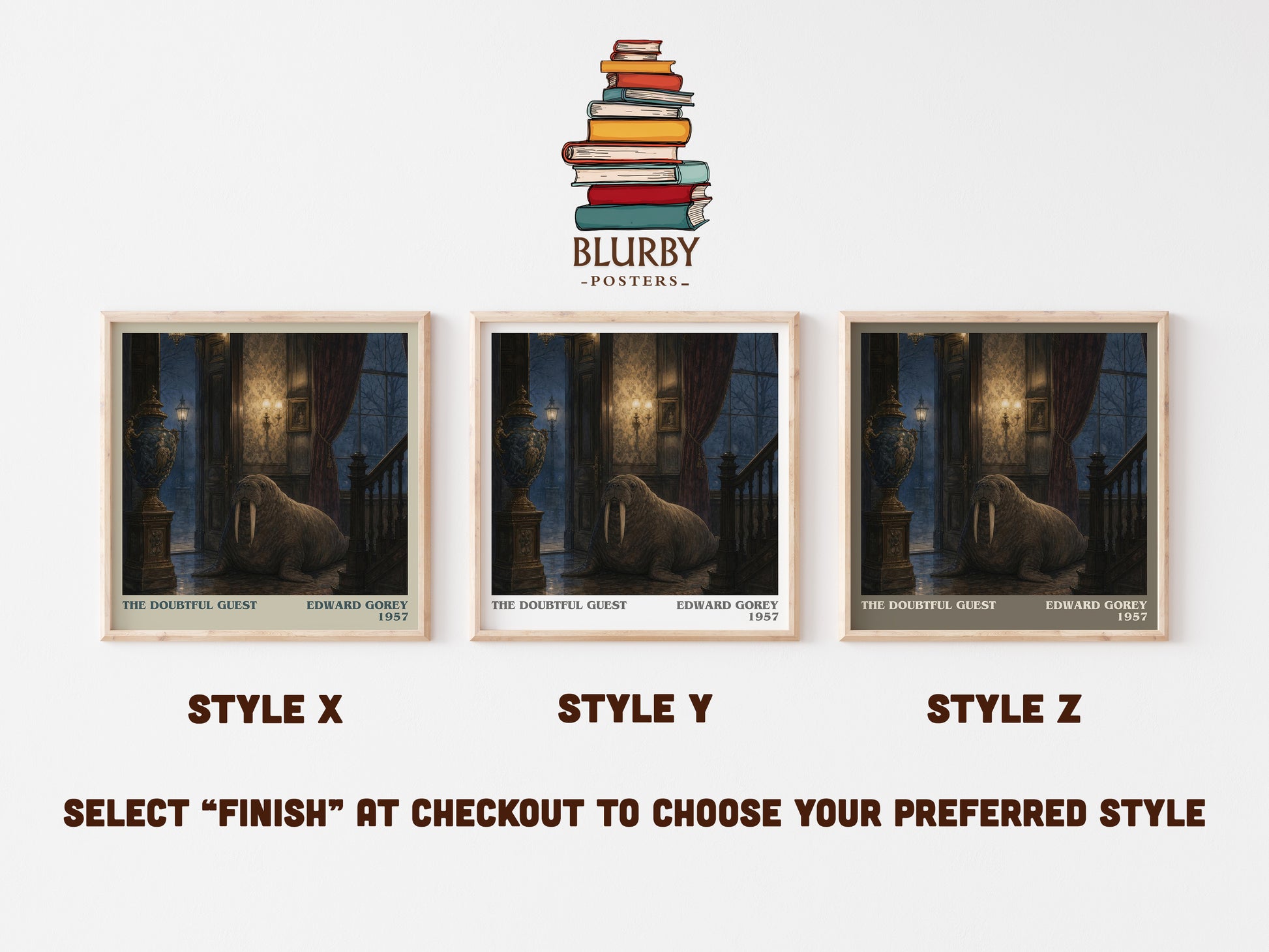 The Doubtful Guest literary print in frame leaning in hallway – childrens wall art