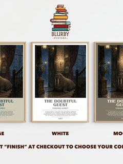 The Doubtful Guest bookish print framed by window – literary home decor