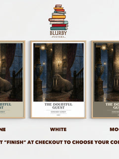 The Doubtful Guest book cover print framed by window – Stone, White and Mocha side by side – choose your colour
