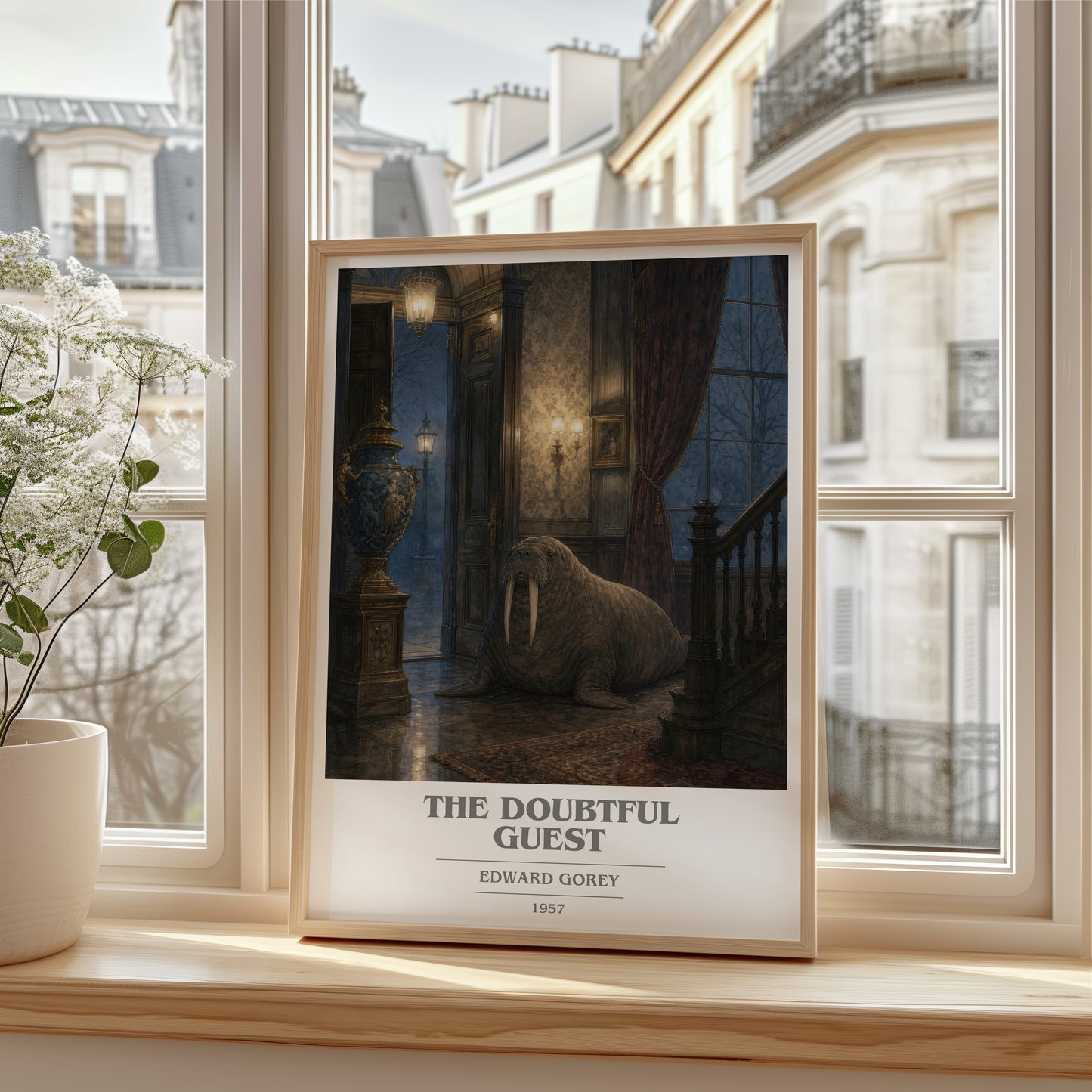 The Doubtful Guest book cover poster colour and style options – Edward Gorey book art