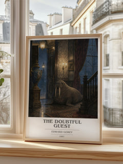 The Doubtful Guest book cover print in frame leaning in hallway – childrens wall art