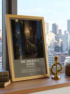 The Doubtful Guest bookish poster colour and style options – Edward Gorey book art
