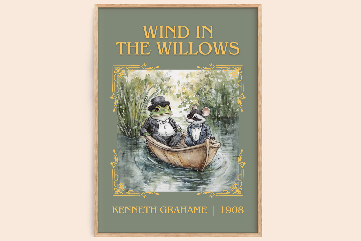 The Wind in the Willows classic book art book poster by Kenneth Grahame – framed literary art print
