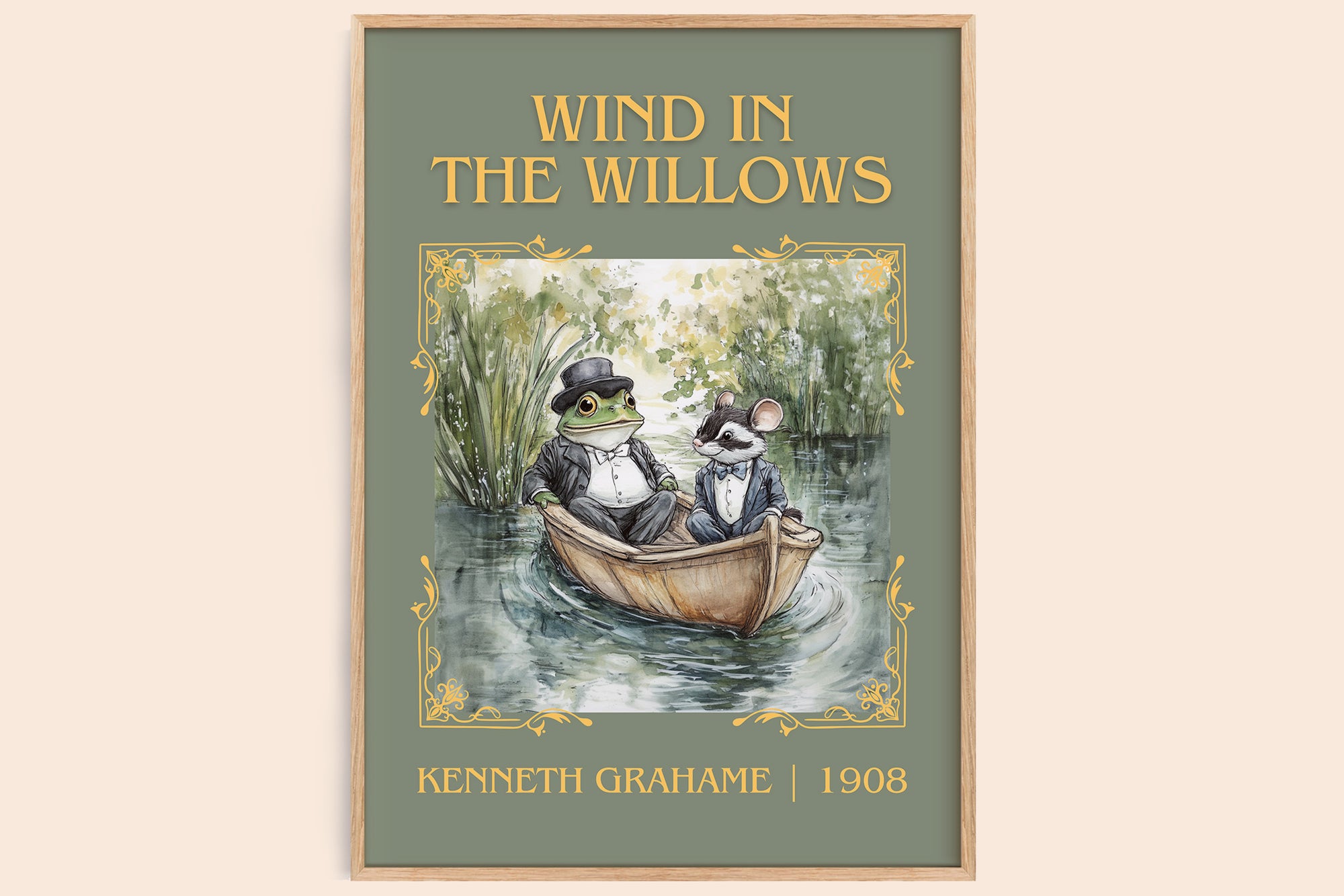 The Wind in the Willows classic book art book poster by Kenneth Grahame – framed literary art print