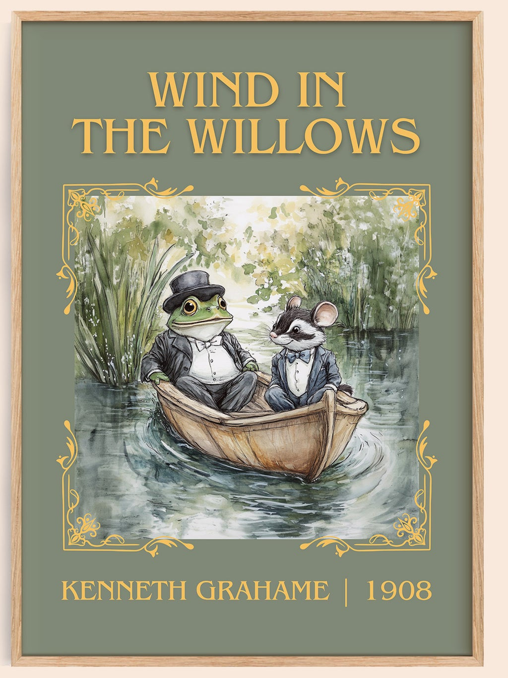 The Wind in the Willows classic book art book poster by Kenneth Grahame – framed literary art print