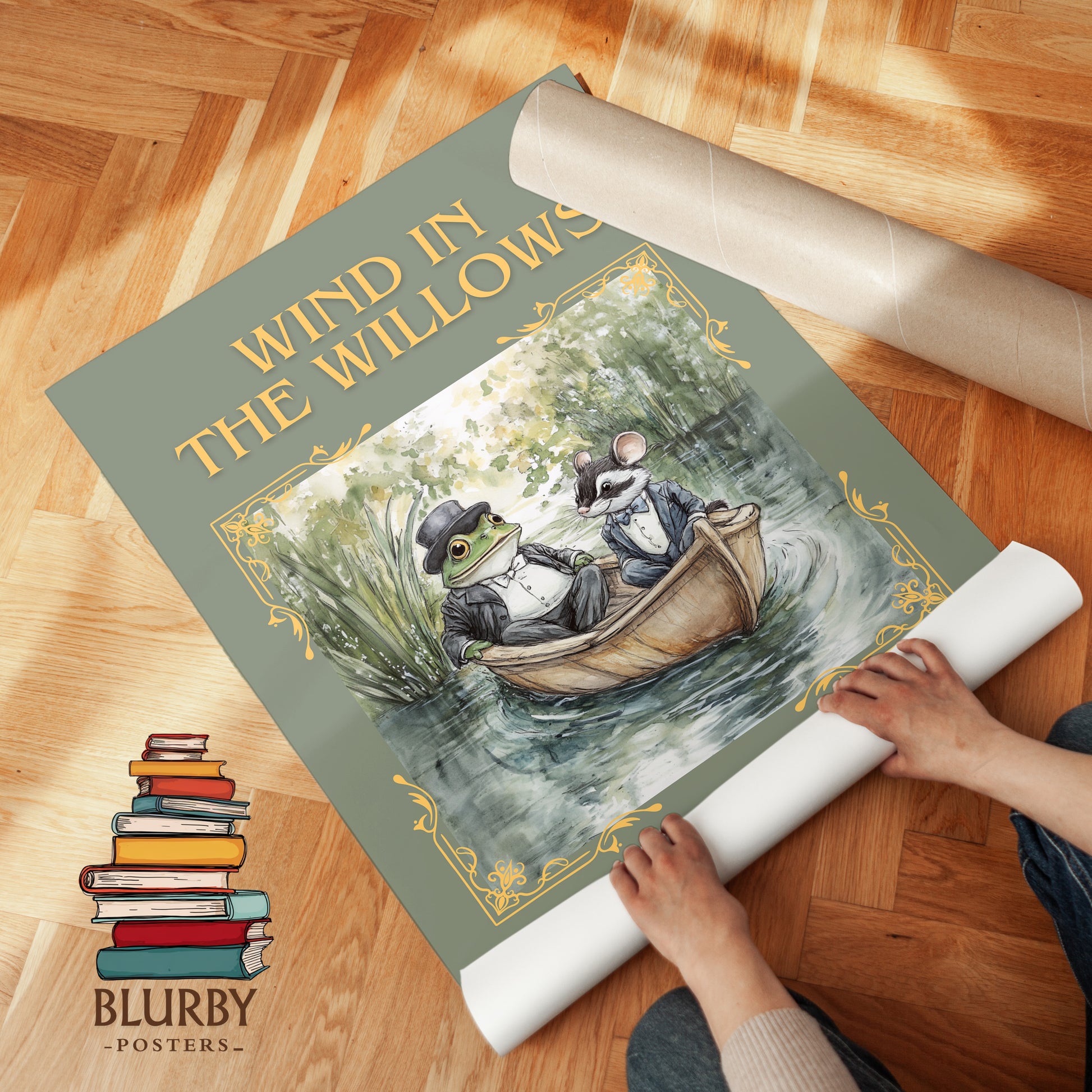 The Wind in the Willows classic book art print on bookshelf – Kenneth Grahame fan gift