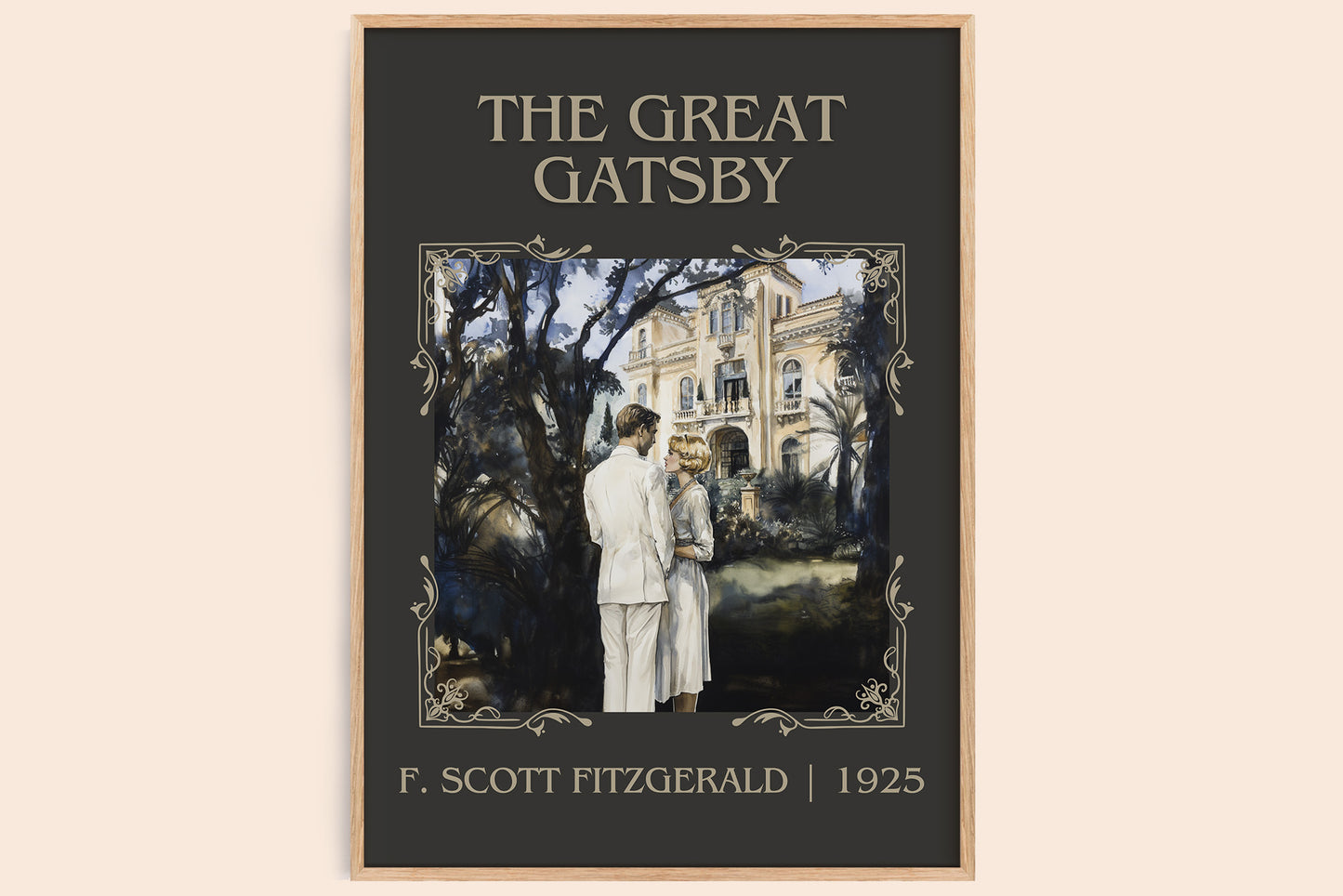 The Great Gatsby classic book art book poster by F. Scott Fitzgerald – framed literary art print