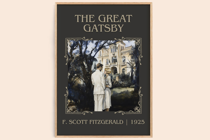 The Great Gatsby classic book art book poster by F. Scott Fitzgerald – framed literary art print