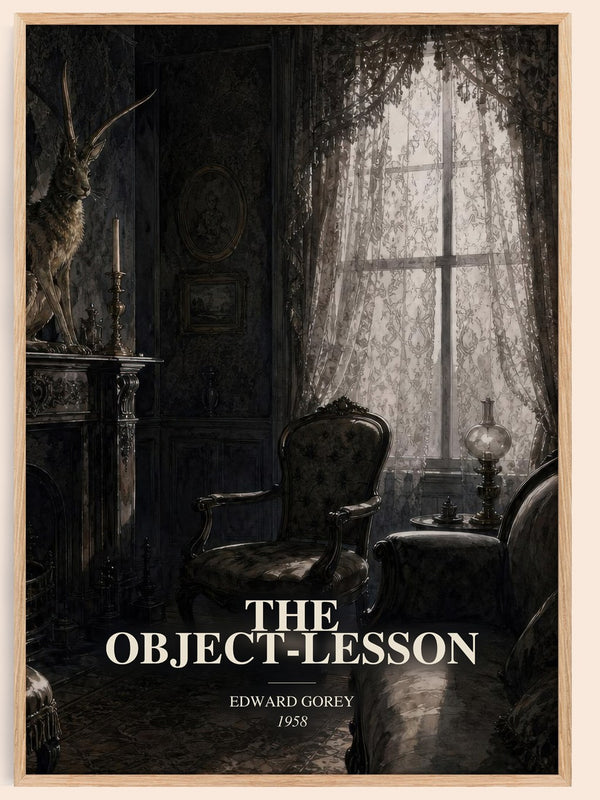 The Object-Lesson watercolour book poster by Edward Gorey – framed literary art print