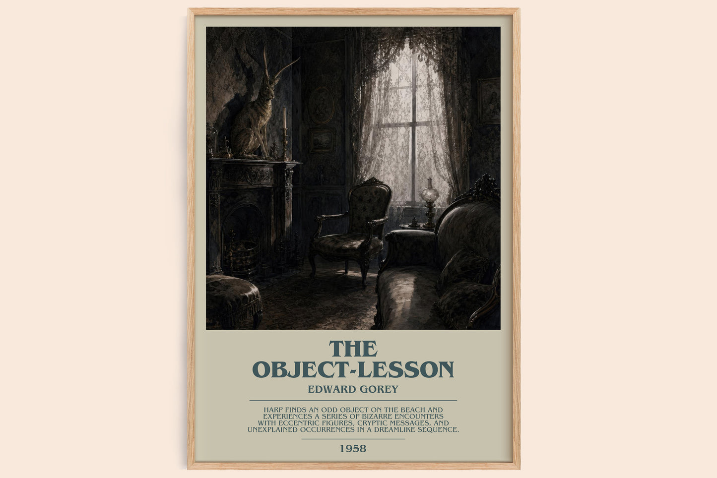 The Object-Lesson bookish book poster by Edward Gorey – framed literary art print