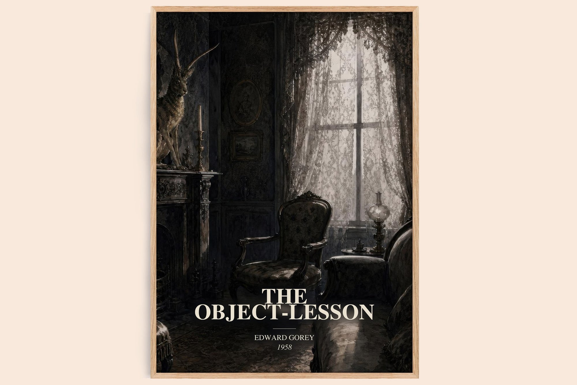 The Object-Lesson watercolour book poster by Edward Gorey – framed literary art print