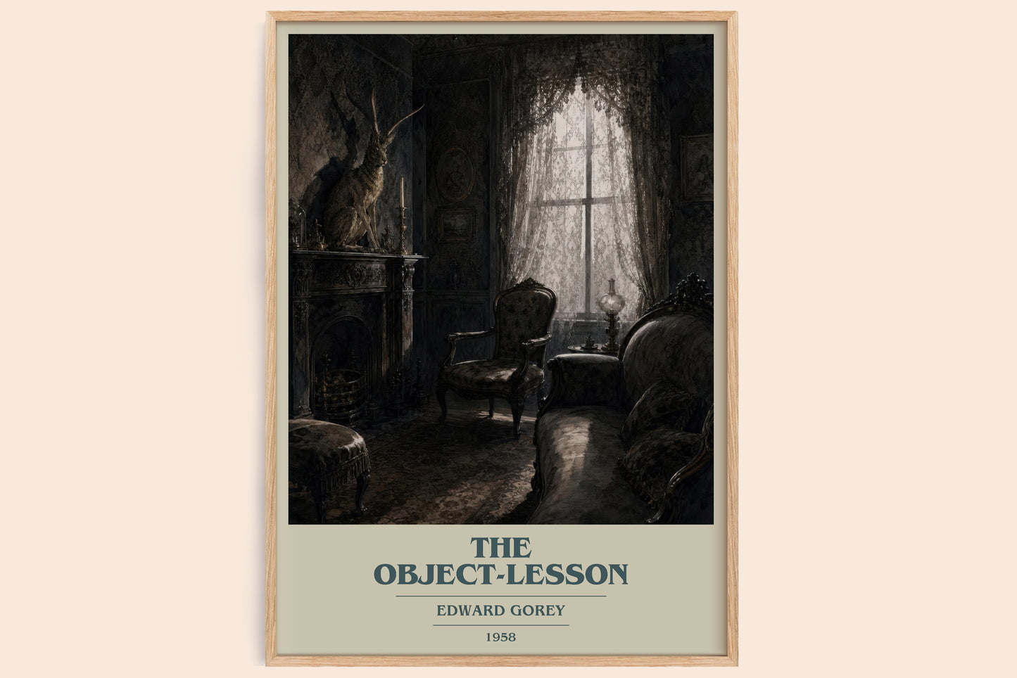 The Object-Lesson book cover book poster by Edward Gorey – framed literary art print