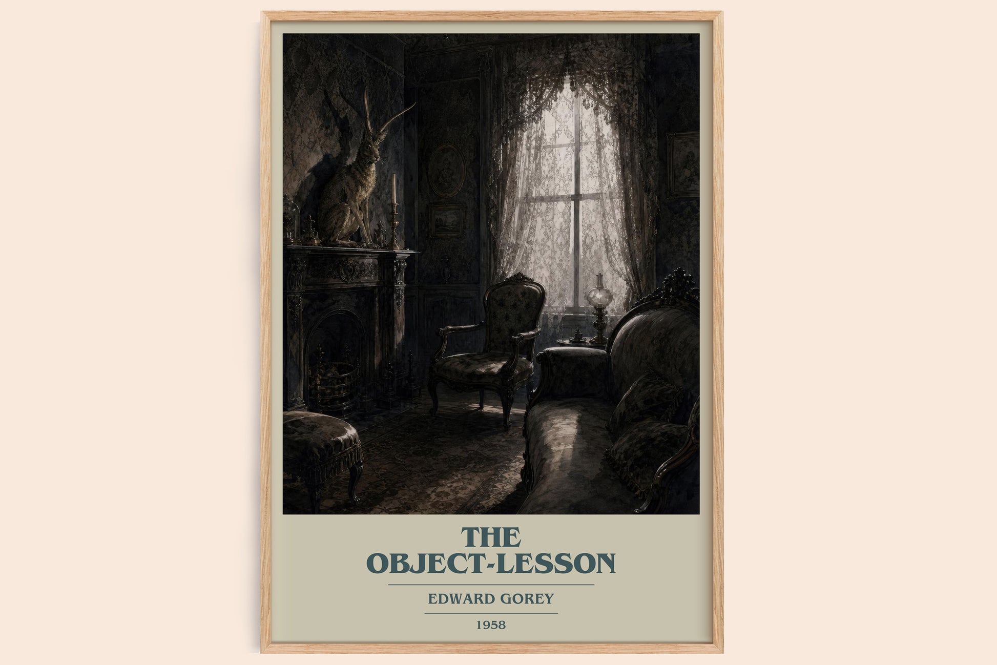 The Object-Lesson book cover book poster by Edward Gorey – framed literary art print