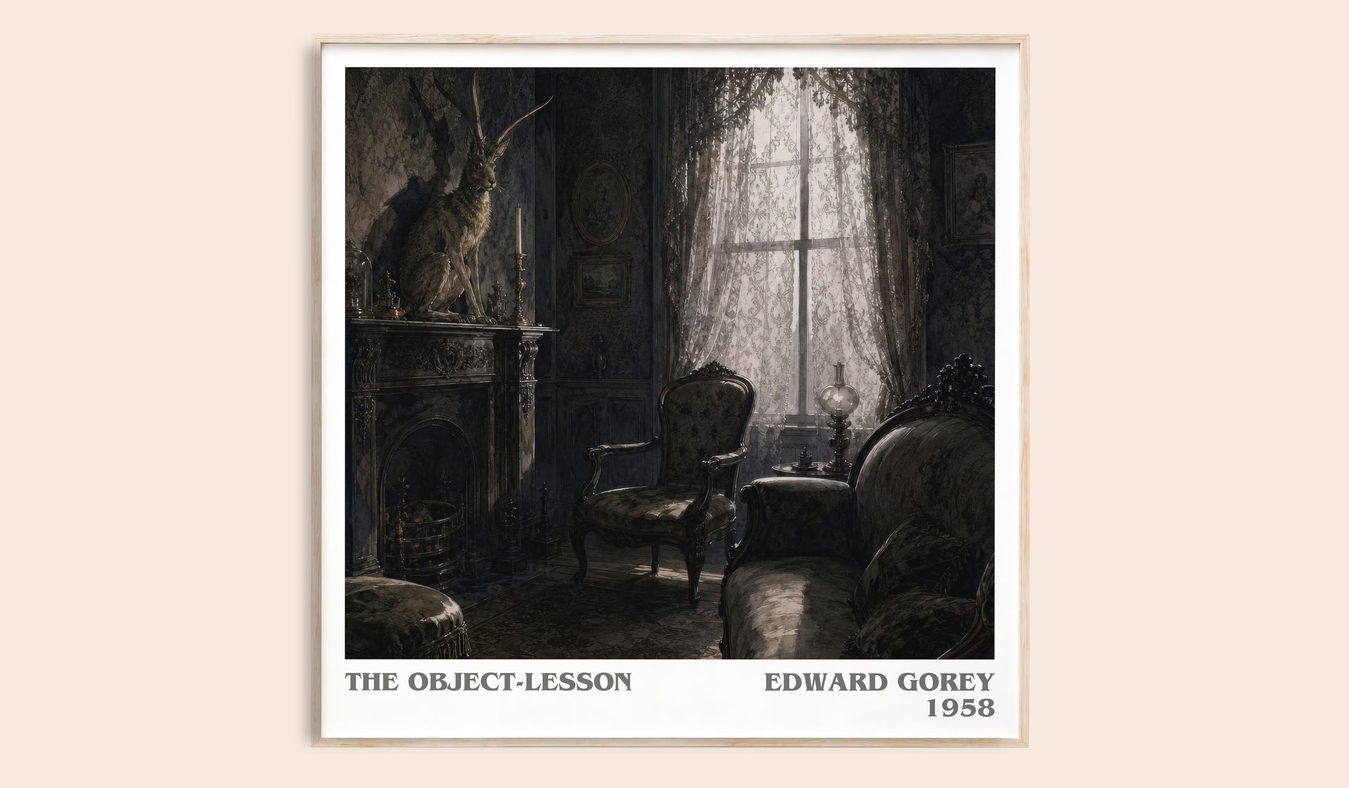 The Object-Lesson literary book poster by Edward Gorey – framed literary art print