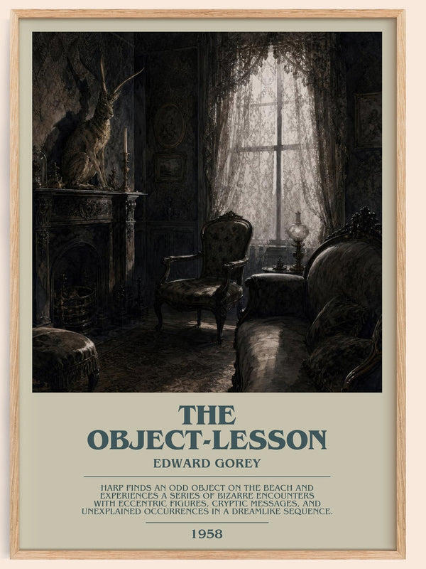 The Object-Lesson bookish book poster by Edward Gorey – framed literary art print