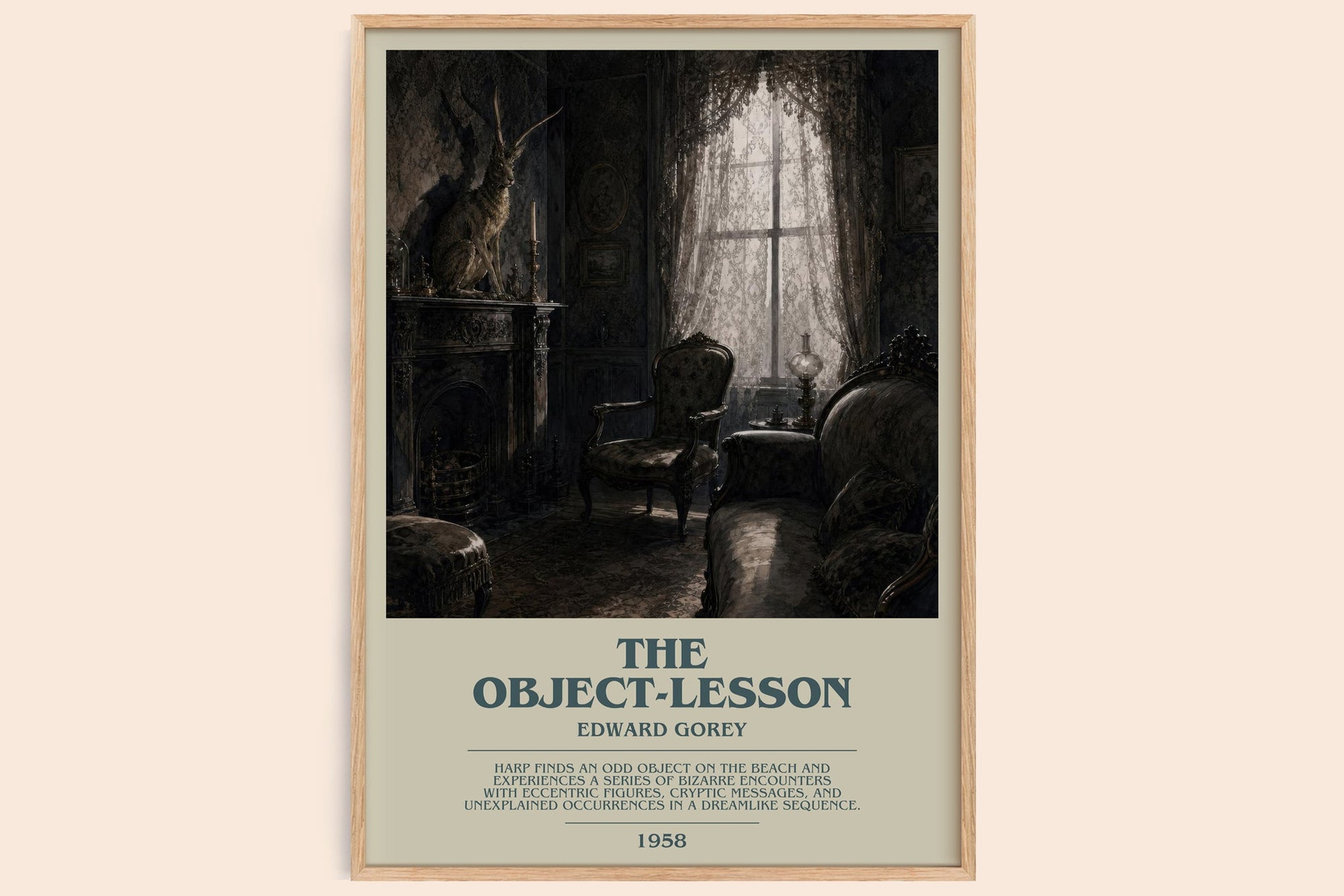 The Object-Lesson bookish book poster by Edward Gorey – framed literary art print