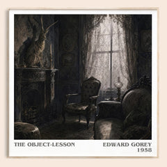 The Object-Lesson literary book poster by Edward Gorey – framed literary art print