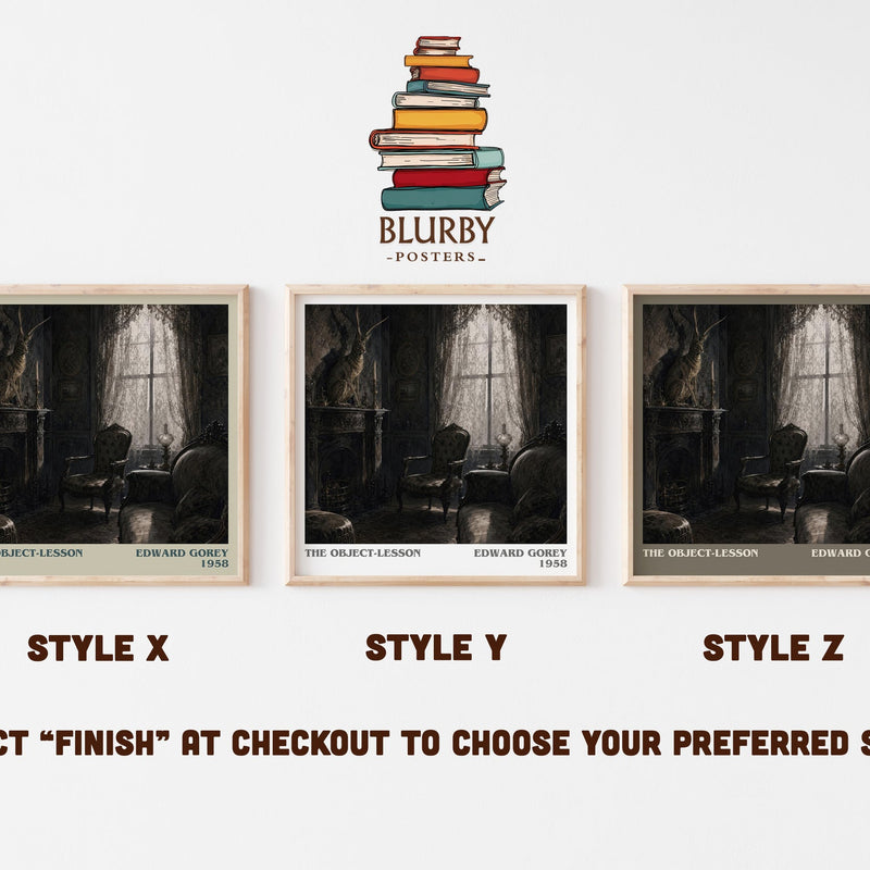 The Object-Lesson literary print in frame leaning in hallway – childrens wall art