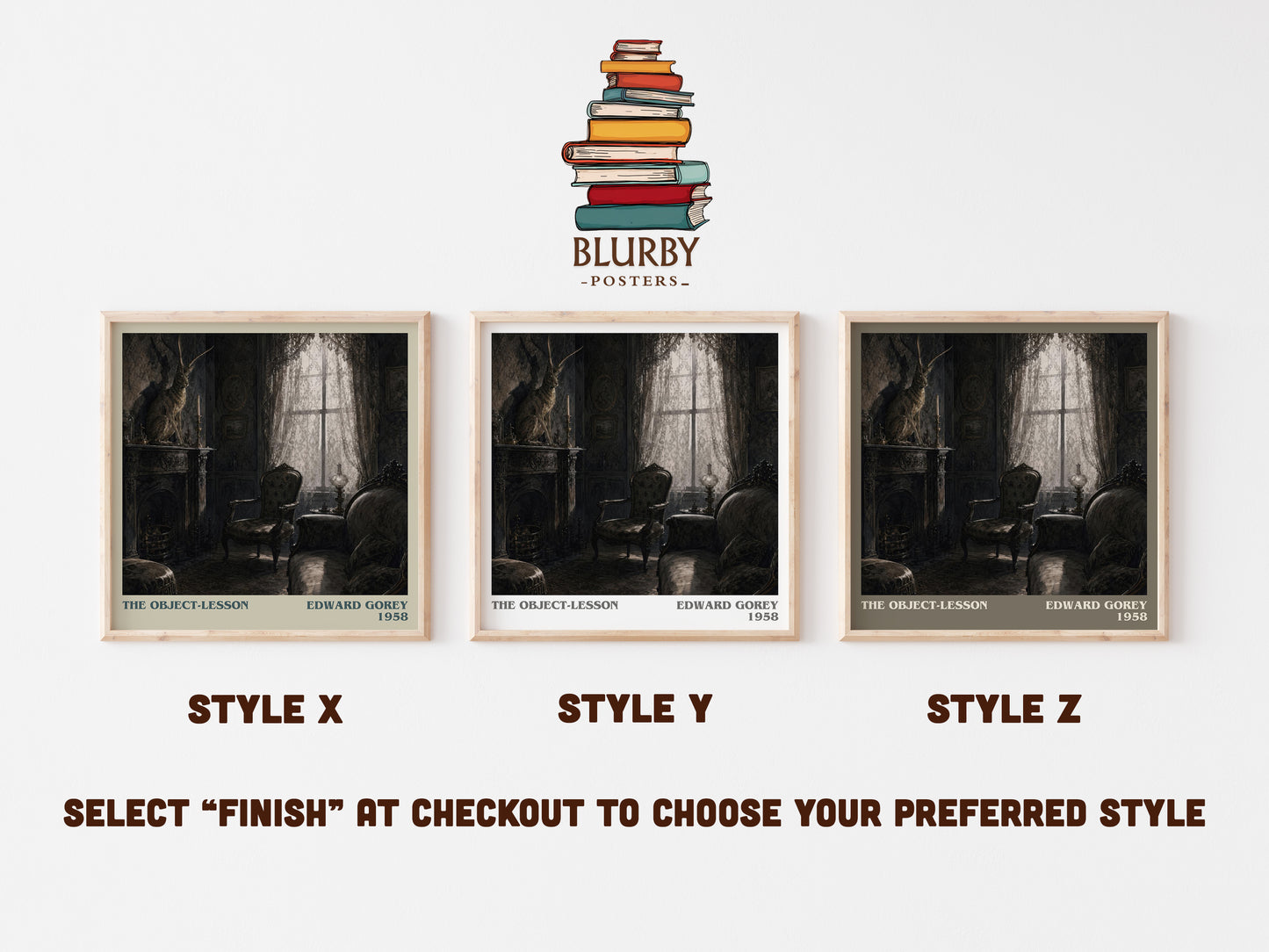 The Object-Lesson literary print in frame leaning in hallway – childrens wall art