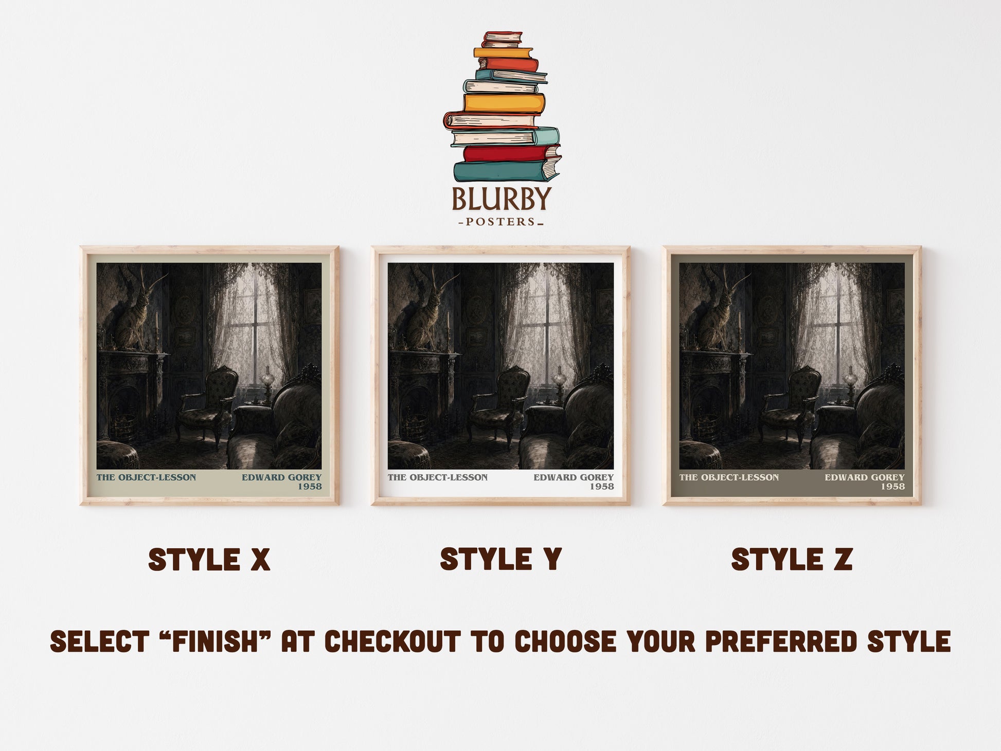 The Object-Lesson literary print in frame leaning in hallway – childrens wall art