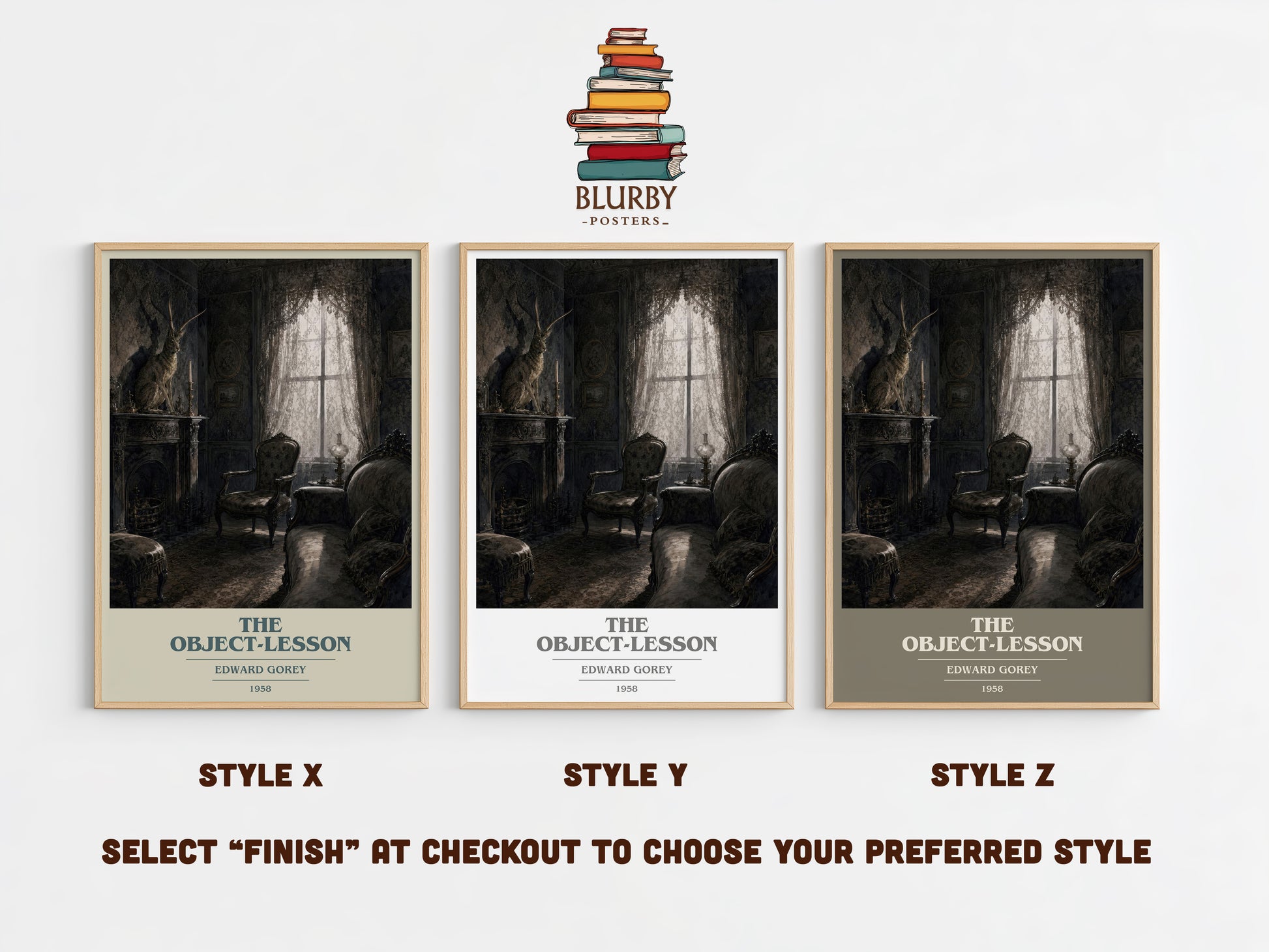 The Object-Lesson book cover print in frame leaning in hallway – childrens wall art