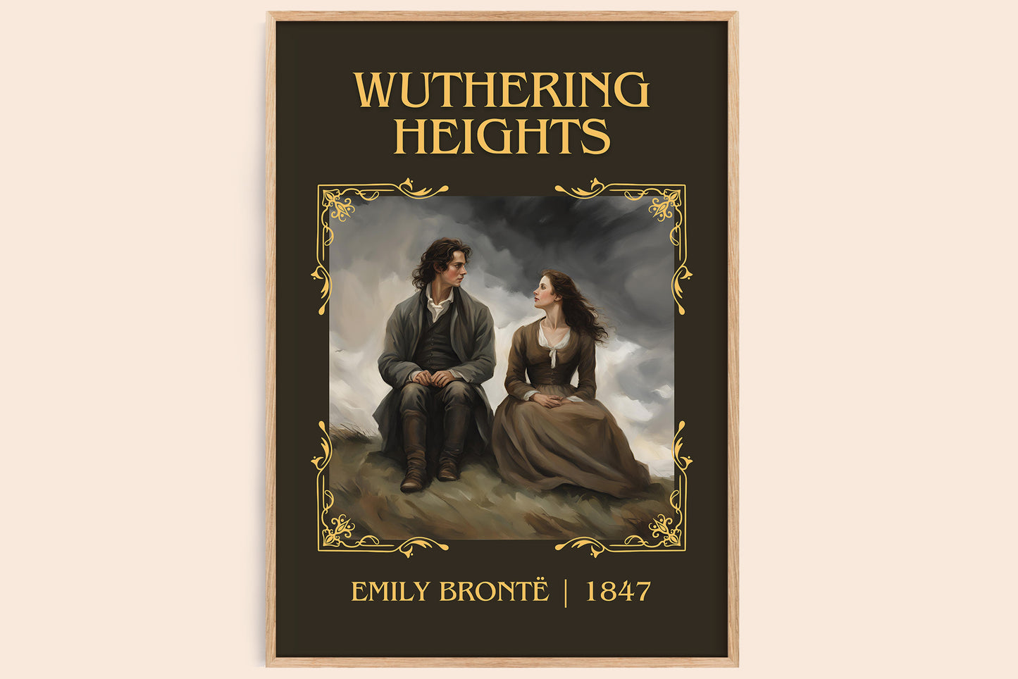 Wuthering Heights classic book art book poster by Charlotte Brontë – framed literary art print