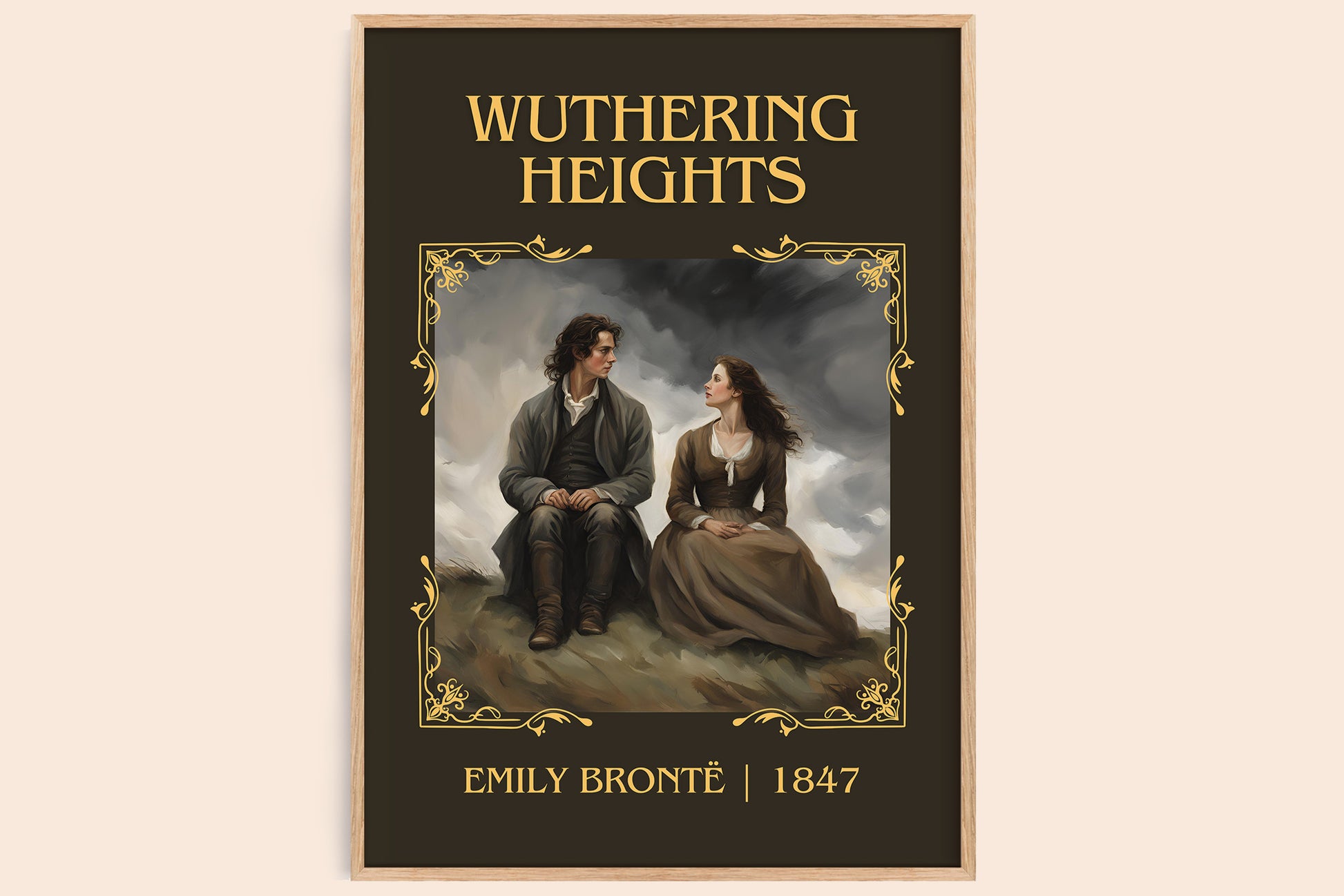 Wuthering Heights classic book art book poster by Charlotte Brontë – framed literary art print