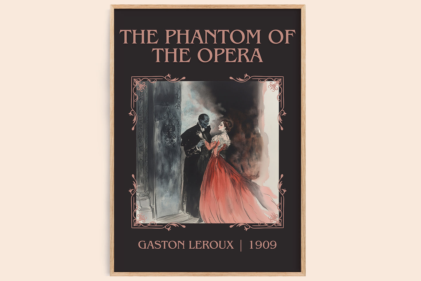 The Phantom of the Opera classic book art book poster by Gaston Leroux – framed literary art print
