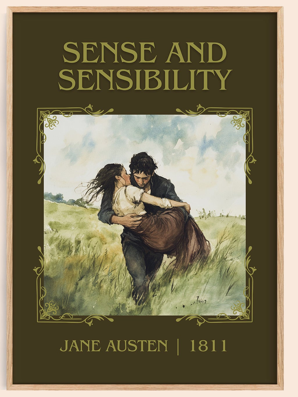 Sense and Sensibility classic book art book poster by Jane Austen – framed literary art print
