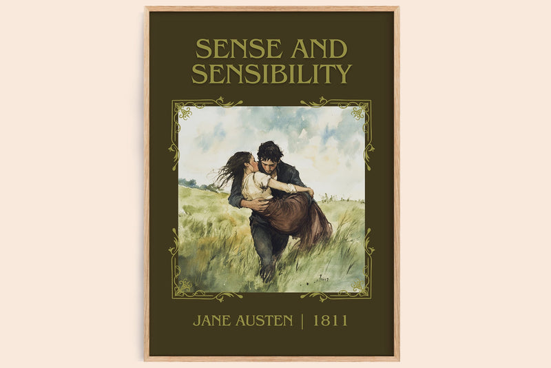 Sense and Sensibility classic book art book poster by Jane Austen – framed literary art print