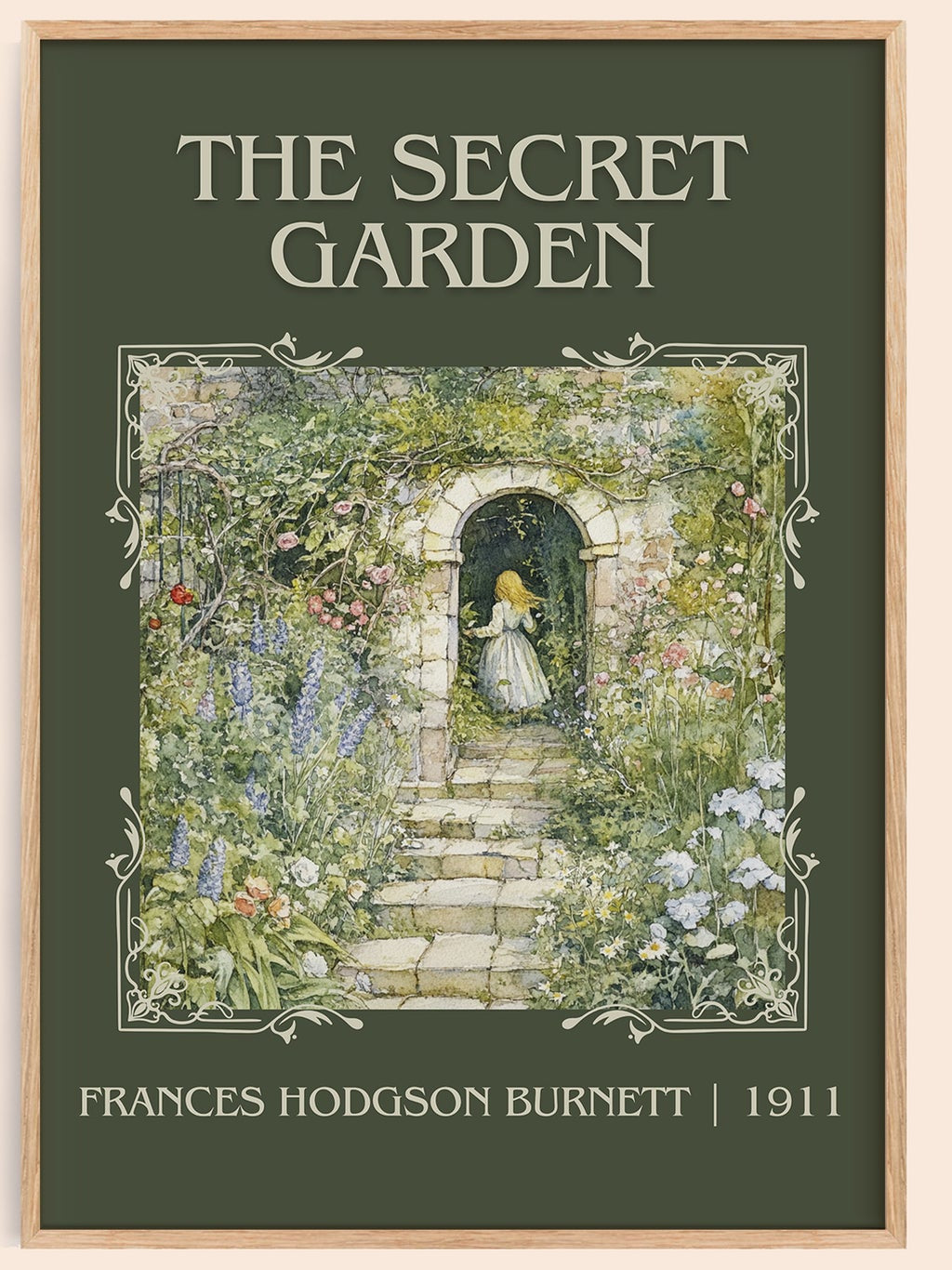 The Secret Garden classic book art book poster by Frances Hodgson Burnett – framed literary art print