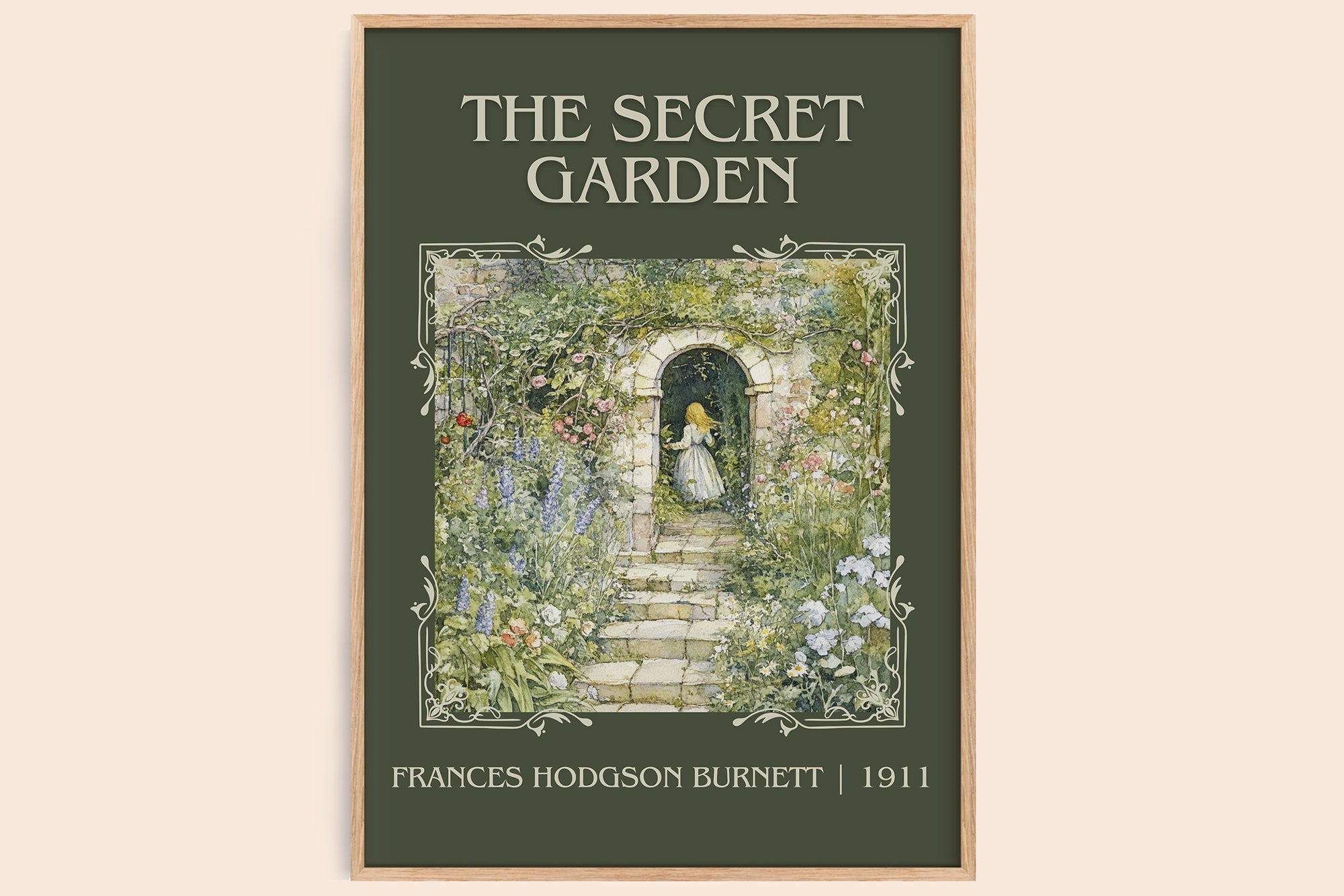 The Secret Garden classic book art book poster by Frances Hodgson Burnett – framed literary art print