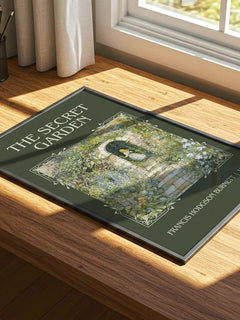 The Secret Garden Classic Book Art Print by Frances Hodgson Burnett – print on a sunlit desk