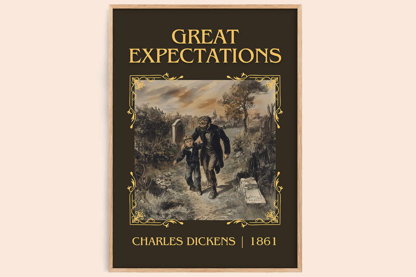 Great Expectations classic book art book poster by Charles Dickens – framed literary art print