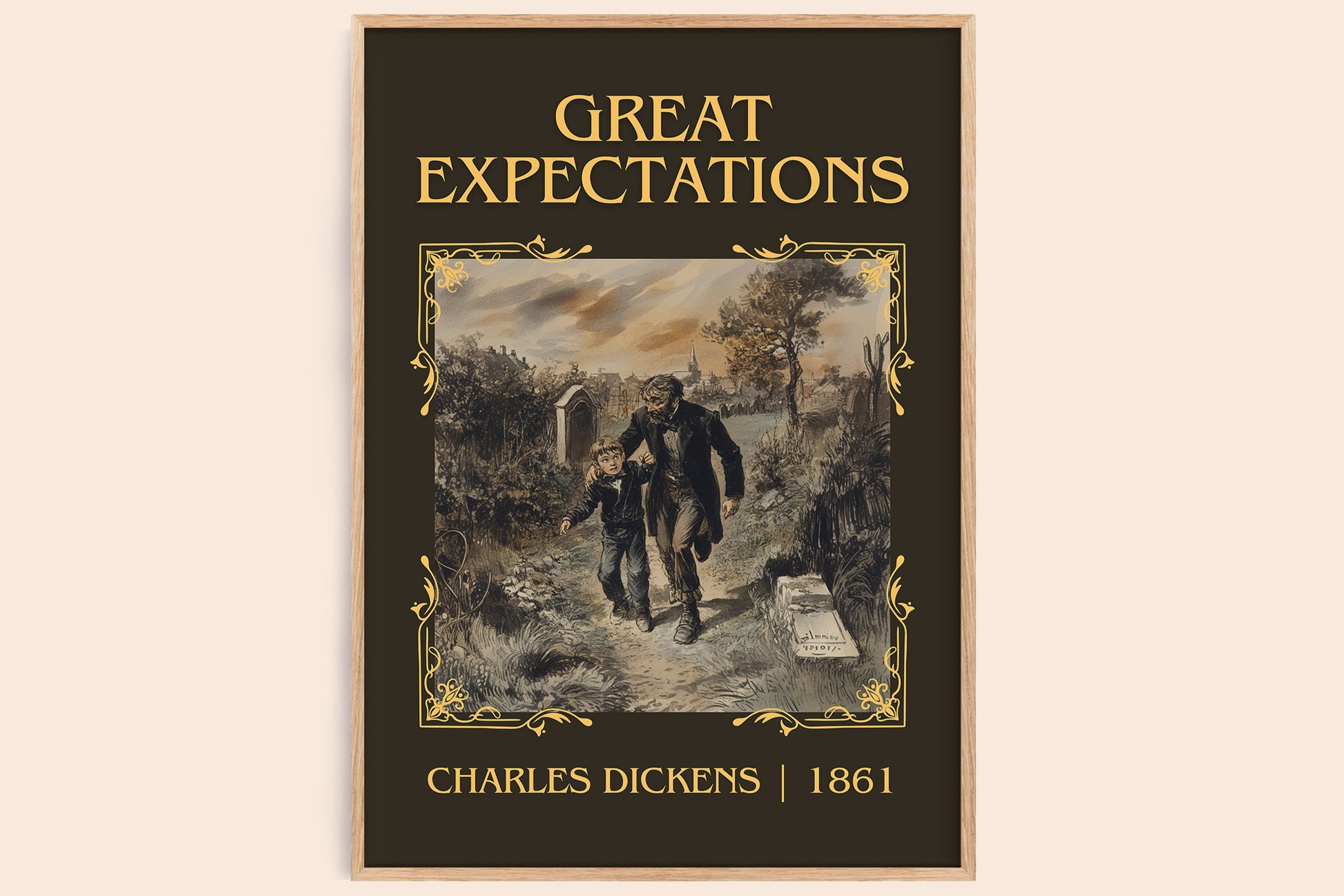 Great Expectations classic book art book poster by Charles Dickens – framed literary art print