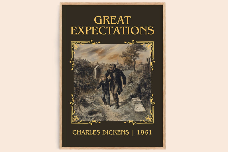 Great Expectations classic book art book poster by Charles Dickens – framed literary art print