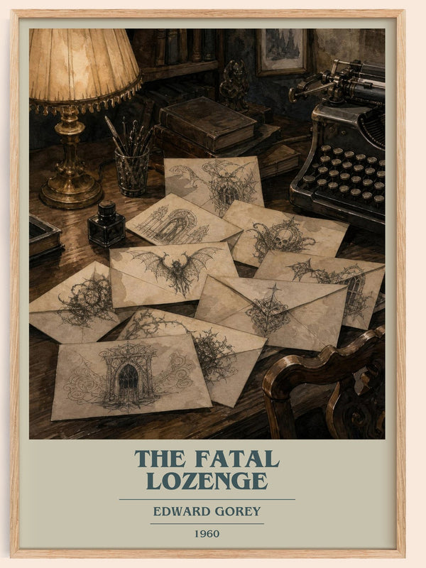 The Fatal Lozenge book cover book poster by Edward Gorey – framed literary art print