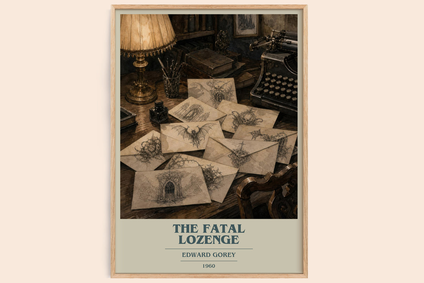 The Fatal Lozenge book cover book poster by Edward Gorey – framed literary art print