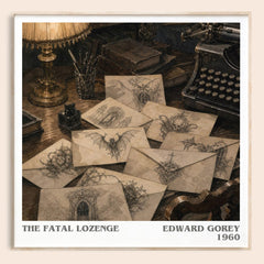 The Fatal Lozenge literary book poster by Edward Gorey – framed literary art print