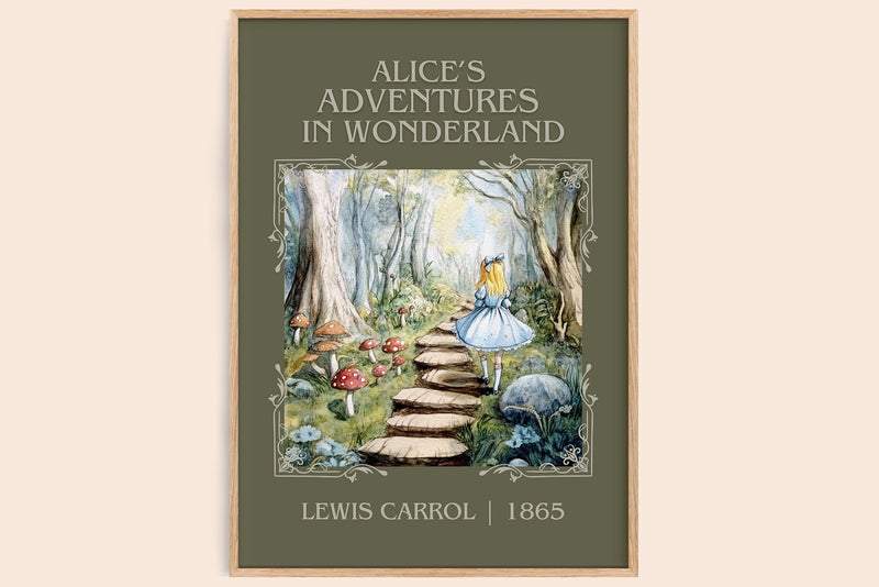 Alice's Adventures in Wonderland classic book art book poster by Lewis Carroll – framed literary art print