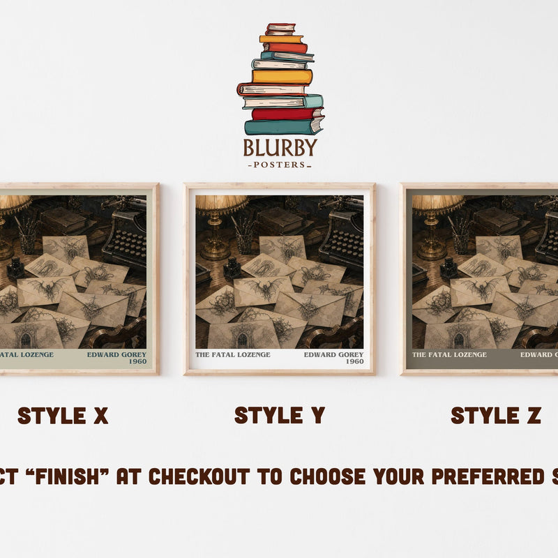 The Fatal Lozenge literary print in frame leaning in hallway – childrens wall art