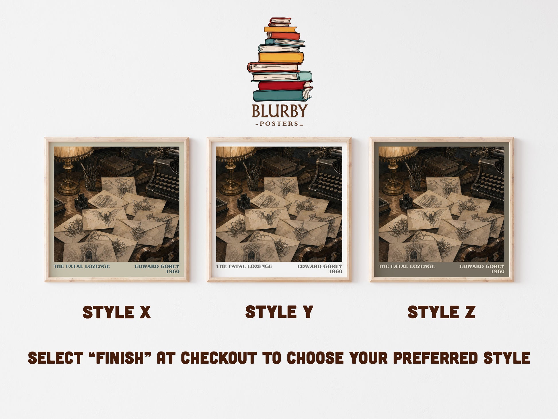 The Fatal Lozenge literary print in frame leaning in hallway – childrens wall art
