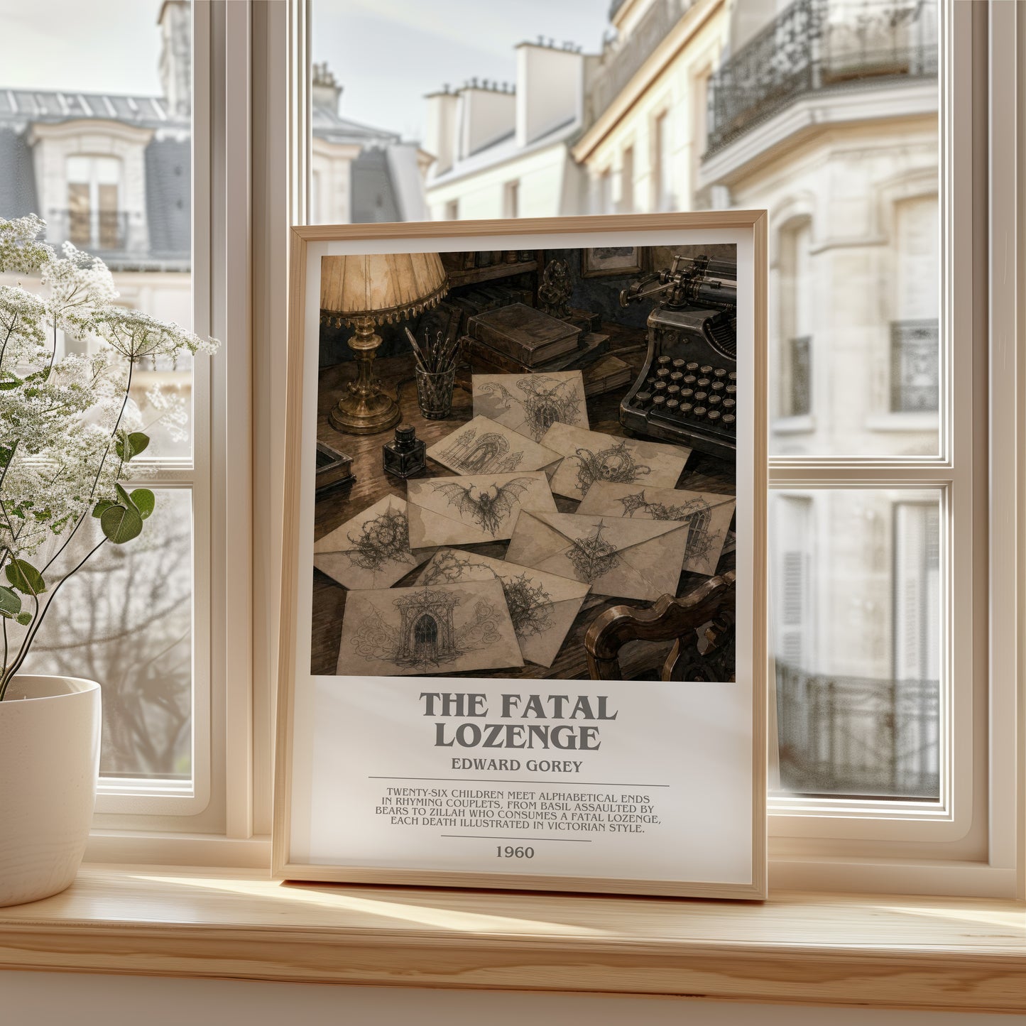 The Fatal Lozenge bookish poster colour and style options – Edward Gorey book art