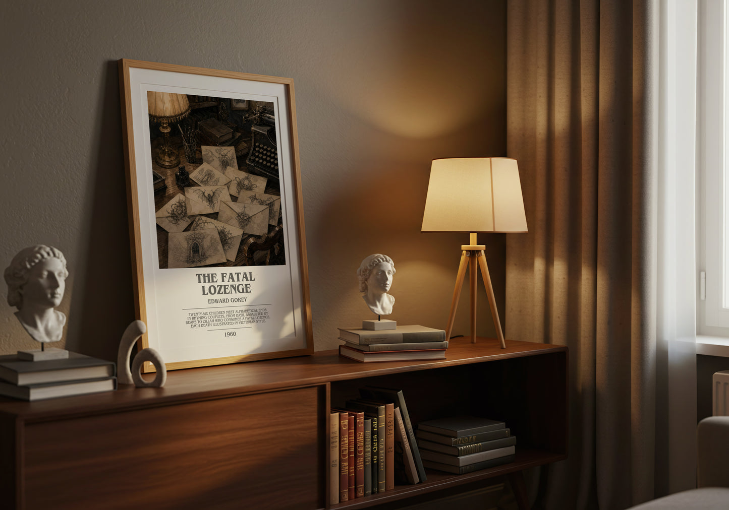 The Fatal Lozenge bookish book poster framed on wall – childrens wall art